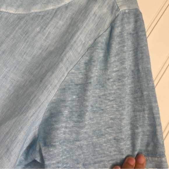 120% LINO Size 2XL Sky Blue 100% Linen Mini Dress - Picture 8 of 9